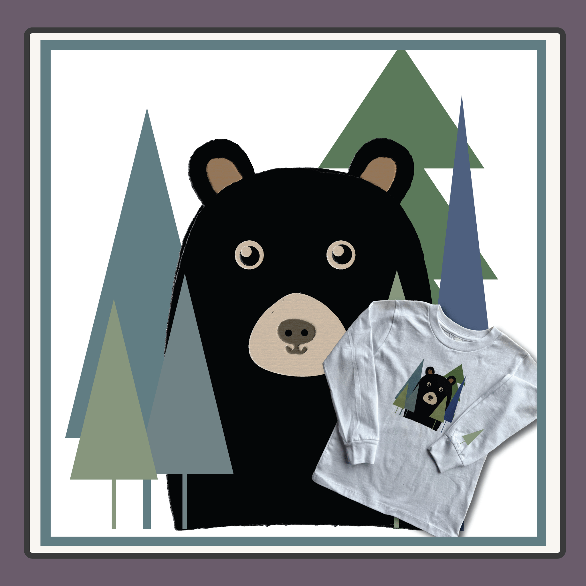 Baby Bear in the Woods- Long Sleeve Tee